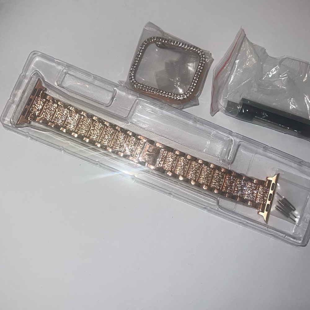 Rose Gold Bling Rhinestone Apple iWatch Band + Case